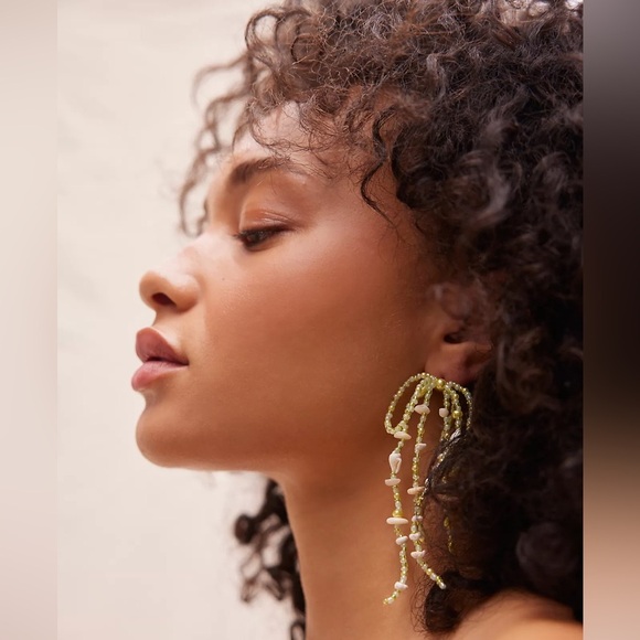 NEW Free People Say You Love Me Bow Dangle Earrings ~ Sage Green - Picture 2 of 5